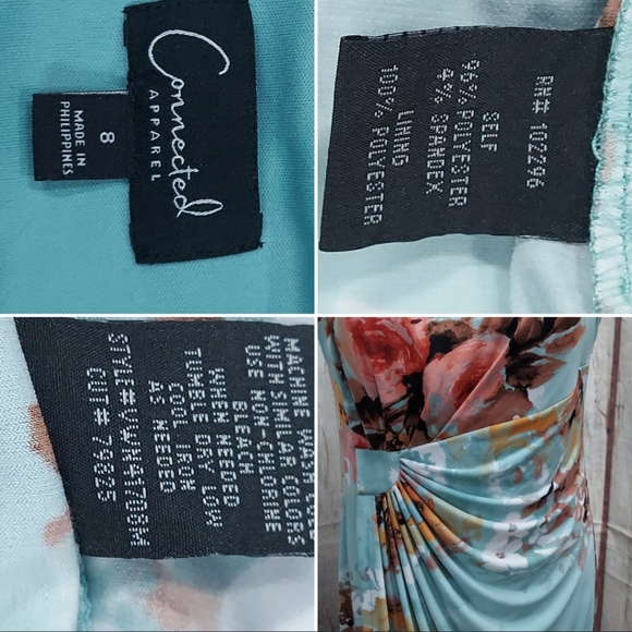 Connected Apparel Floral Print Ruched Wrap Look Midi Dress - Picture 13 of 14